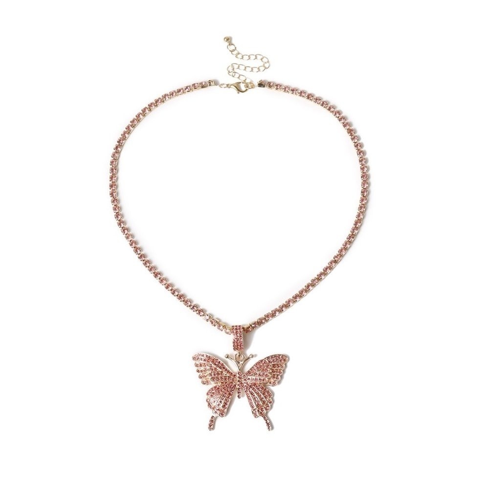 Rhinestone Butterfly Necklace - Picture 3 of 5